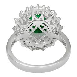 14k White Gold 2.10ct Emerald 1.61ct Diamond Ring