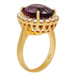 14k Yellow Gold 7.20ct Amethyst 1.09ct Diamond Ring