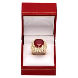 14k Yellow Gold 14.83ct Ruby 2.41ct Diamond Ring