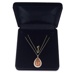 14K Yellow Gold Setting with 36.05ct Fire Opal and 3.77ct Diamond Pendant