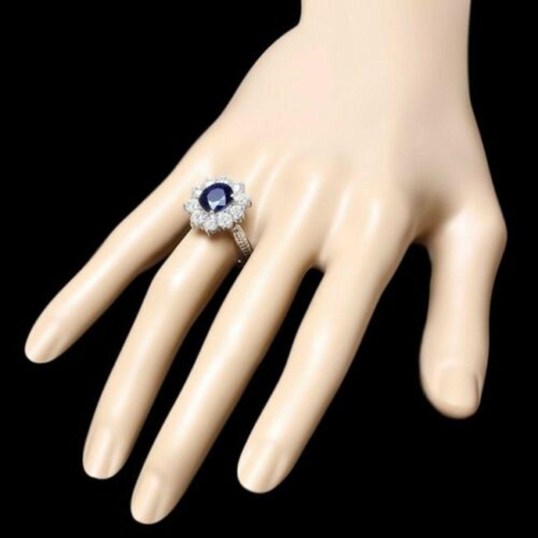 14K White Gold 2.38ct Sapphire and 2.12ct Diamond Ring