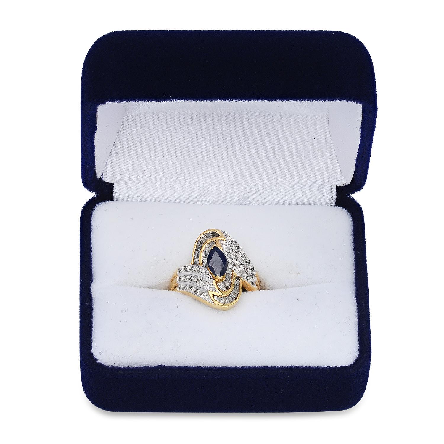 18K Yellow Gold Setting with 0.76ct Sapphire and 0.88ct Diamond Ladies Ring