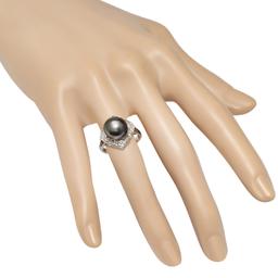 18K White Gold Setting with one 10mm South Sea Pearl and 0.50ct Diamond Ring