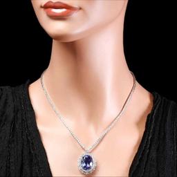 18K White Gold 20.88ct Tanzanite and 5.92ct Diamond Necklace