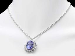 18K White Gold 20.88ct Tanzanite and 5.92ct Diamond Necklace