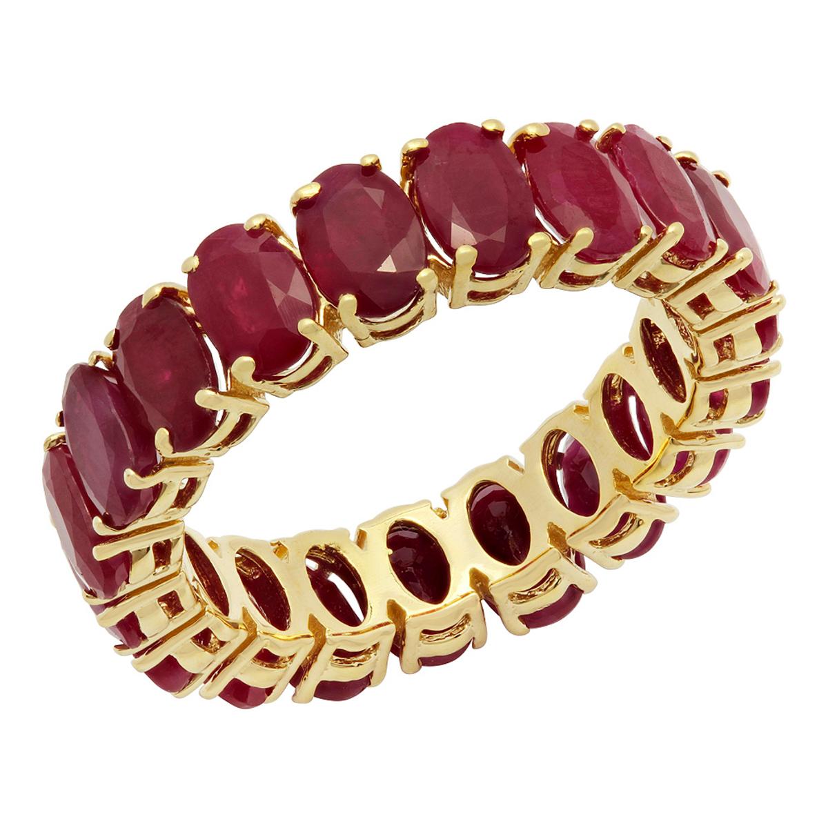 14k Yellow Gold 10.47ct Ruby Eternity Band Ring