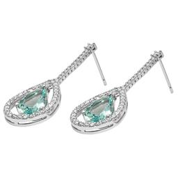 14k White Gold 7.21ct Aquamarine 1.33ct Diamond Earrings