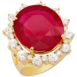 14k Yellow Gold 20.66ct Ruby 2.41ct Sapphire 0.41ct Diamond Ring