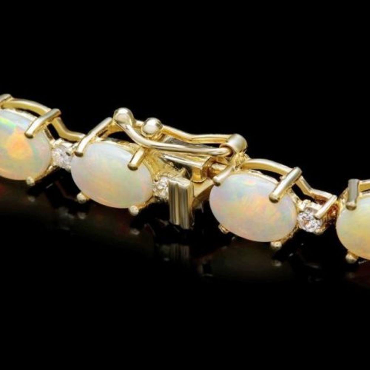 14k Gold 15.13ct Opal 0.79ct Diamond Bracelet