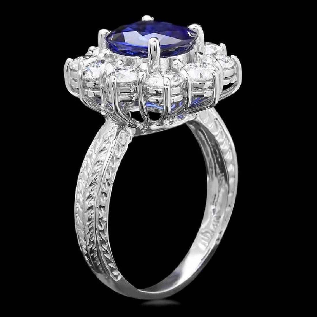 14K White Gold 2.27ct Sapphire and 1.94ct Diamond Ring