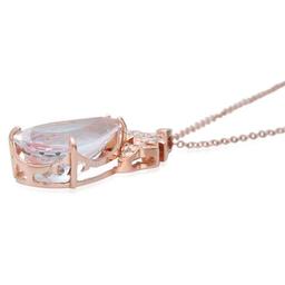 14K Gold 22.17ct Morganite 0.78ct Diamond Pendant