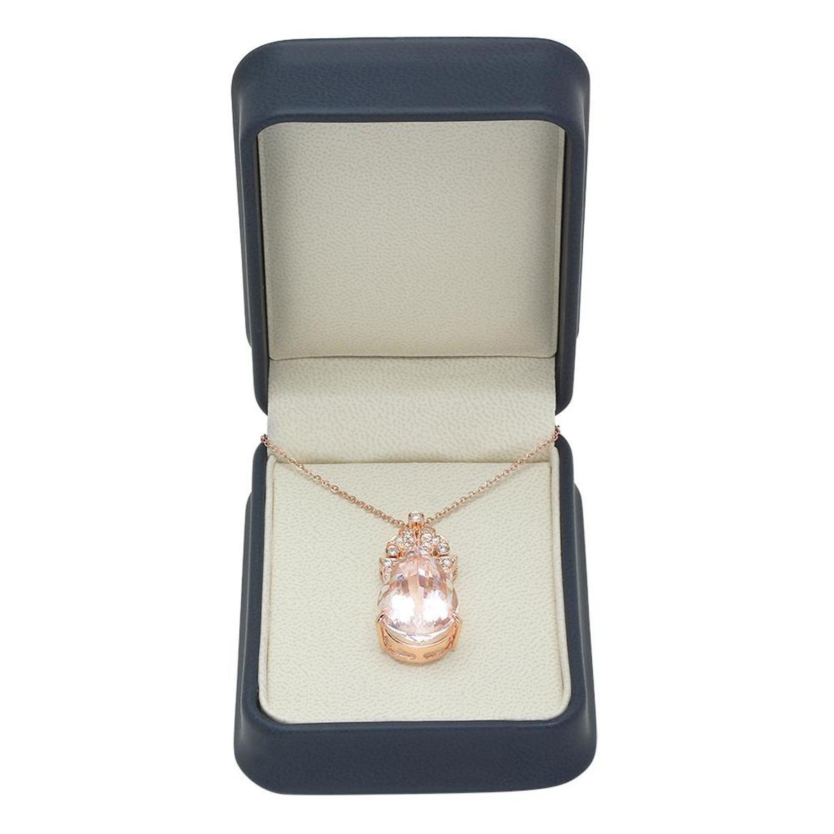 14K Gold 22.17ct Morganite 0.78ct Diamond Pendant