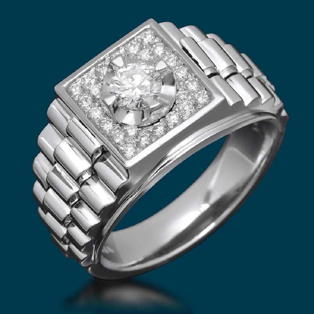 14K White Gold 1.33ct Diamond Mens Ring