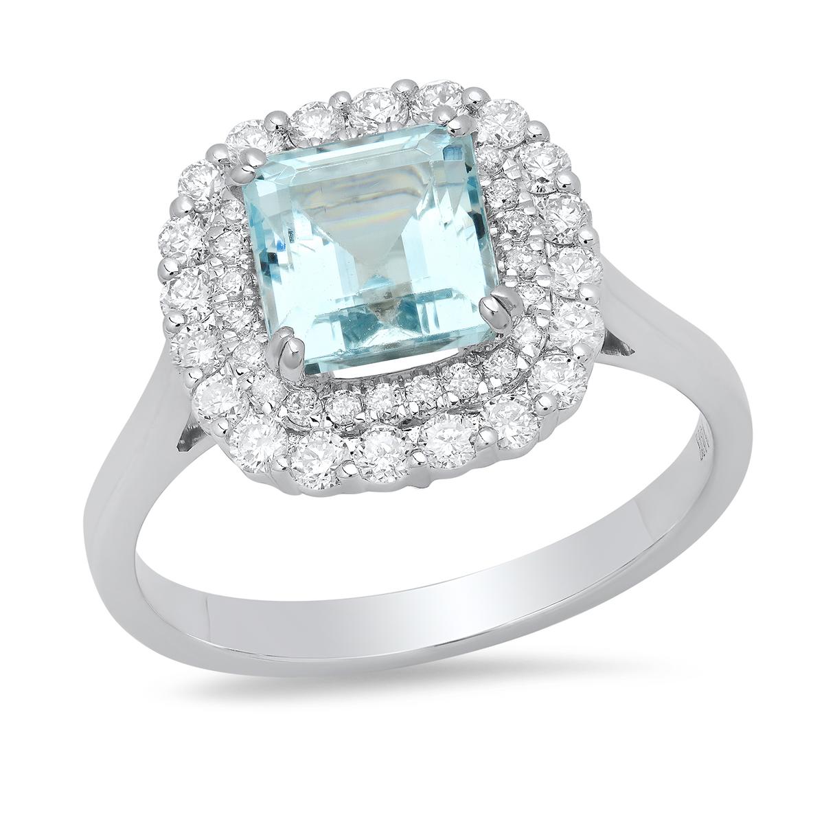 14K White Gold Setting with 1.73ct Aquamarine and 0.56ct Diamond Ring