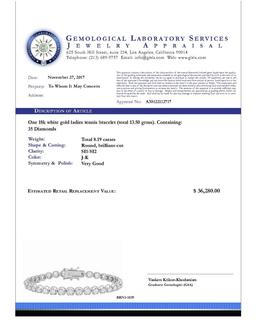 18k White Gold 8.19ct Diamond Tennis Bracelet