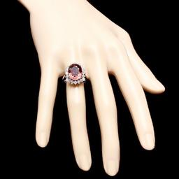 14K White Gold 8.87ct Zircon and 0.90ct Diamond Ring