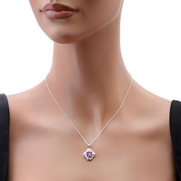 18K White Gold Setting with 0.43ct Ruby and 0.41ct Diamond Pendant