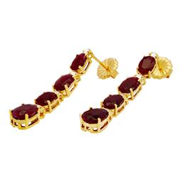 14k Yellow Gold 7.33ct Ruby 0.34ct Diamond Earrings