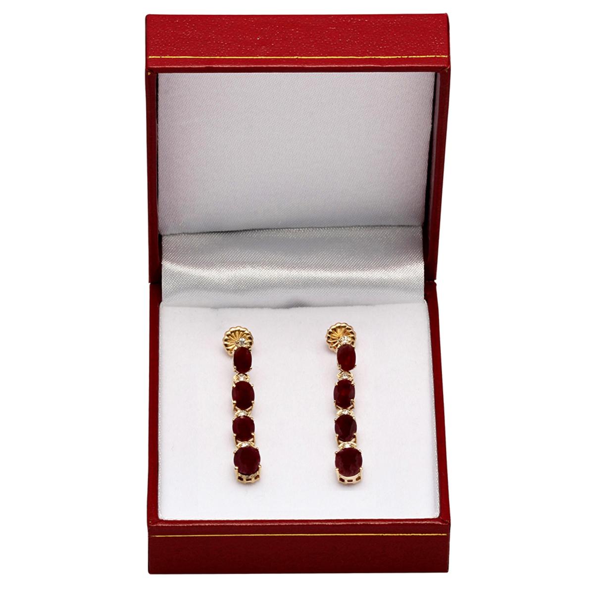 14k Yellow Gold 7.33ct Ruby 0.34ct Diamond Earrings