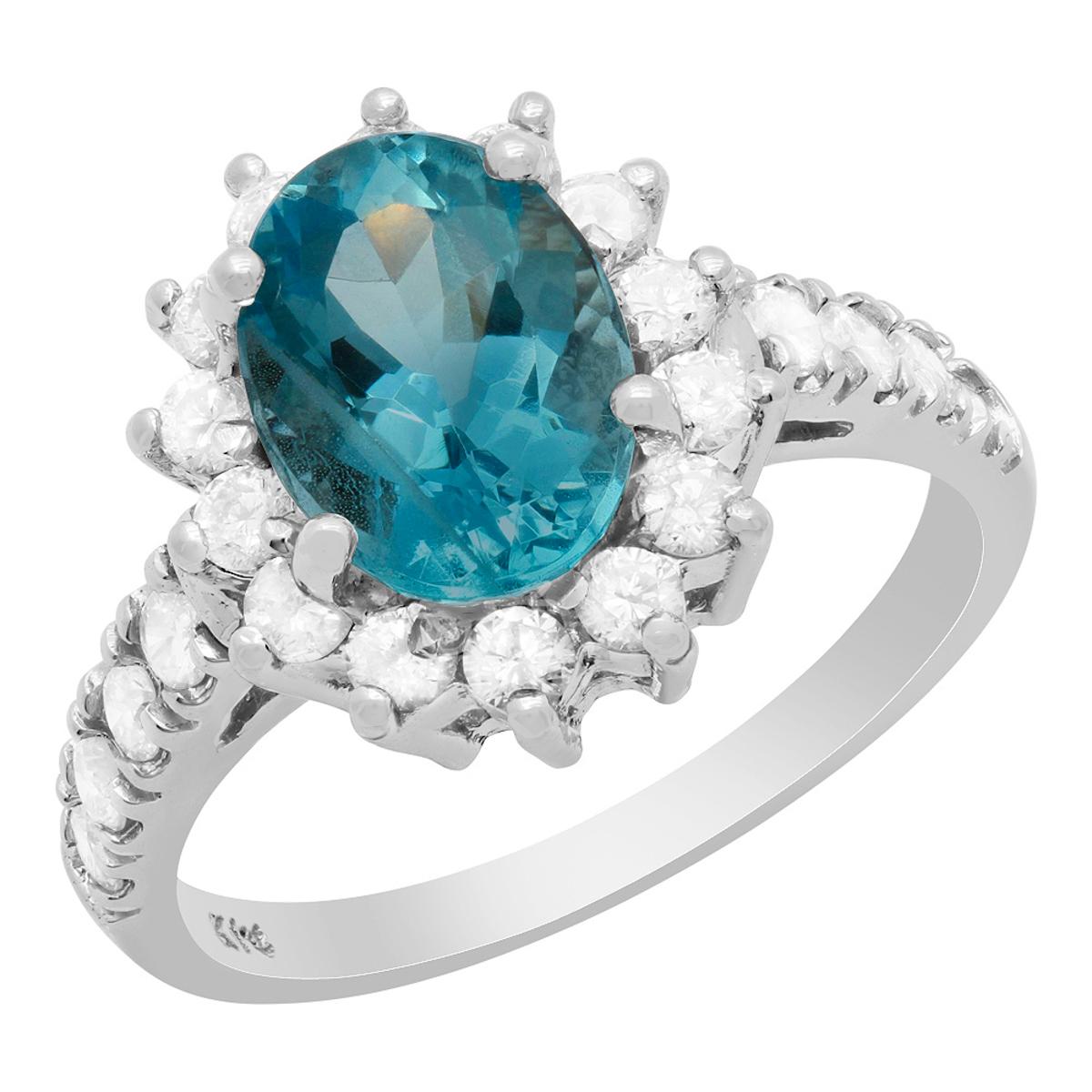 14k White Gold 2.02ct Aquamarine 0.80ct Diamond Ring