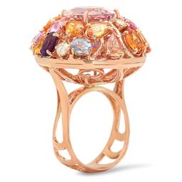 14K Rose Gold 7.57ct Morganite 6.00ct Sapphire and 0.51ct Diamond Ring