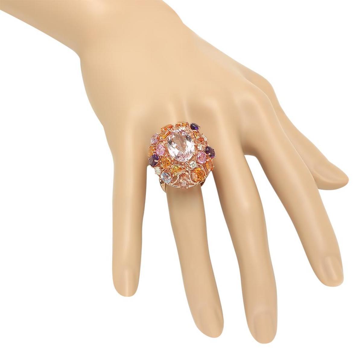 14K Rose Gold 7.57ct Morganite 6.00ct Sapphire and 0.51ct Diamond Ring