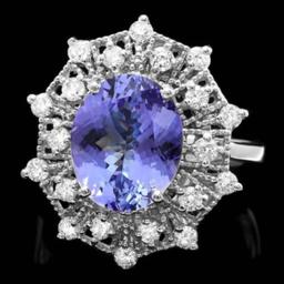 14K White Gold 4.08ct Tanzanite and 0.66ct Diamond Ring