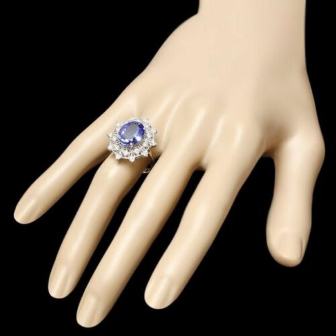 14K White Gold 4.08ct Tanzanite and 0.66ct Diamond Ring