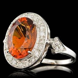 14K White Gold 5.26ct Citrine and 1.68ct Diamond Ring