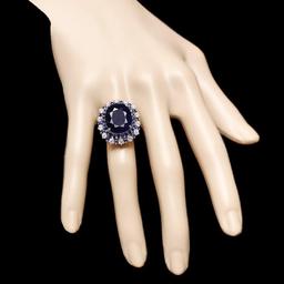 14K White Gold 16.77ct Sapphire and 0.63ct Diamond Ring