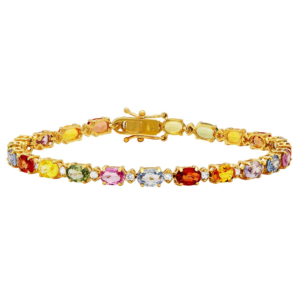 14k Yellow Gold 12.66ct Sapphire 0.64ct Diamond Bracelet