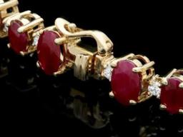 14K Gold 22.95ct Ruby 1.06ct Diamond Bracelet