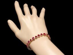 14K Gold 22.95ct Ruby 1.06ct Diamond Bracelet