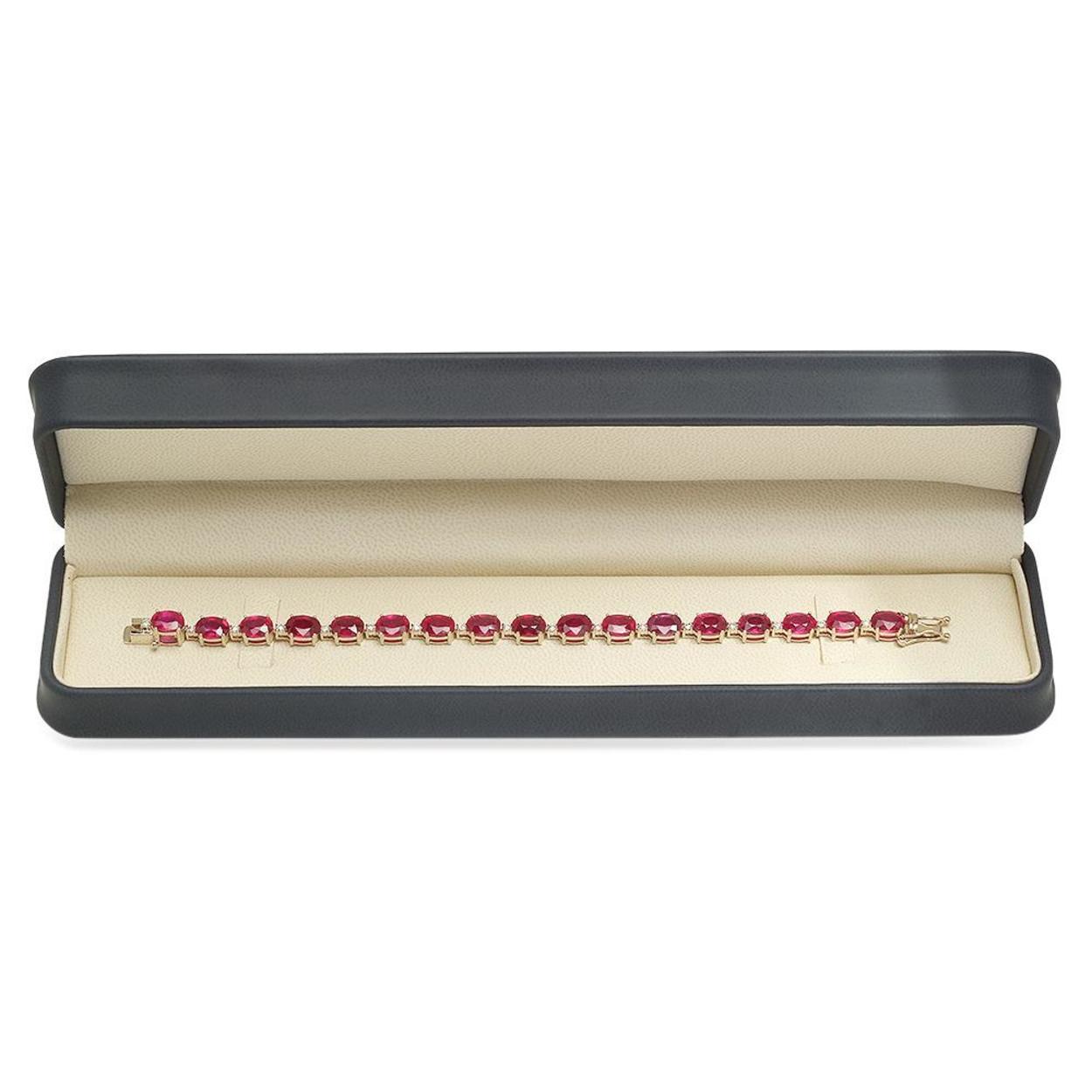 14K Gold 30.81ct Ruby and 0.76ct Diamond Bracelet