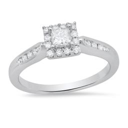 14K White Gold Setting with 0.30ct Center Diamond and 0.50tcw Diamond Ladies Ring