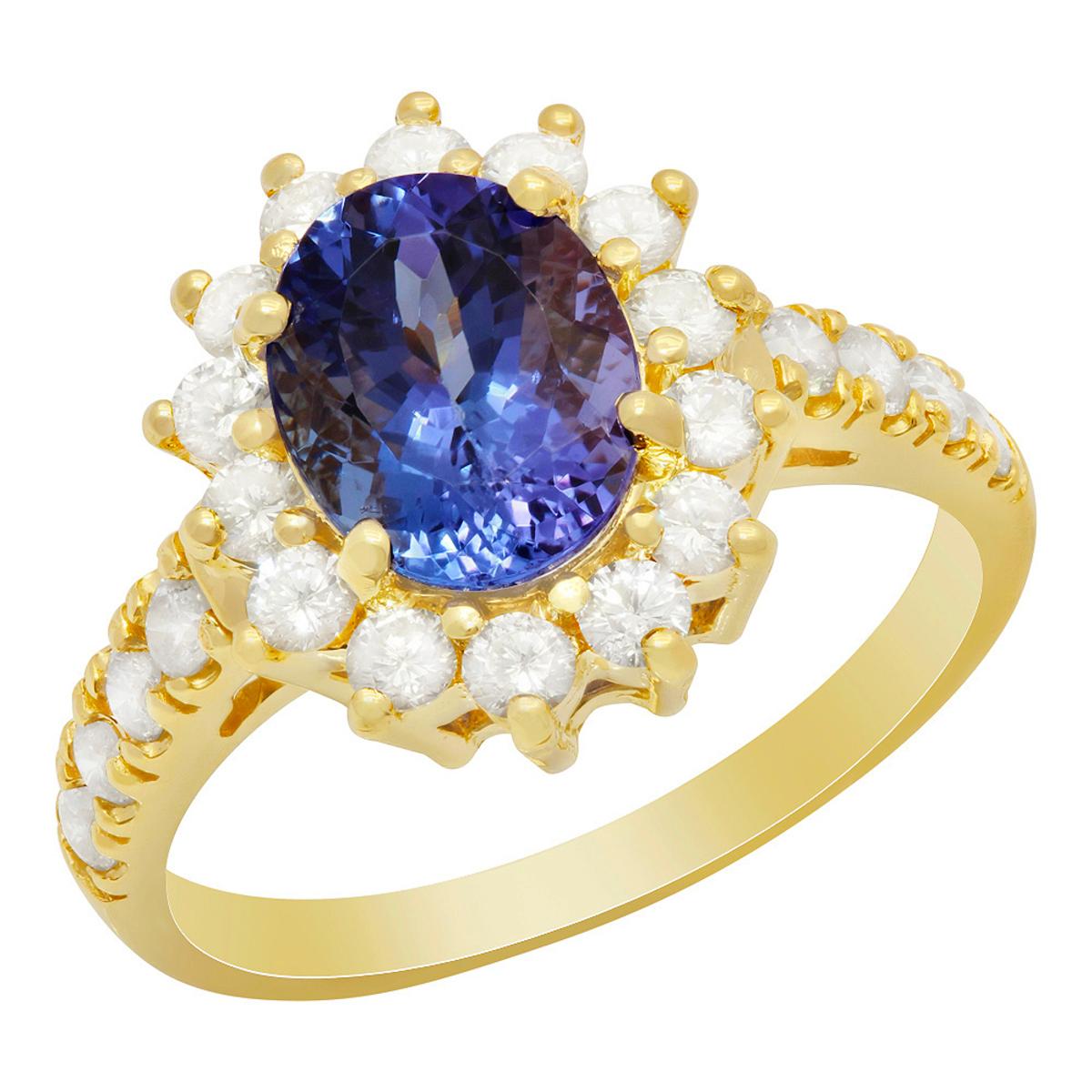 14k Yellow Gold 2.03ct Tanzanite 0.81ct Diamond Ring