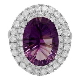 14k White Gold 6.76ct Amethyst 1.67ct Diamond Ring