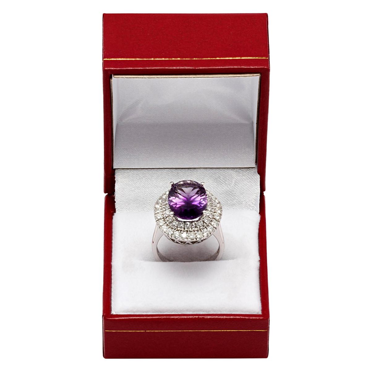 14k White Gold 6.76ct Amethyst 1.67ct Diamond Ring