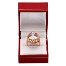 14k Rose Gold 16.56ct Kunzite 1.51ct Diamond Ring