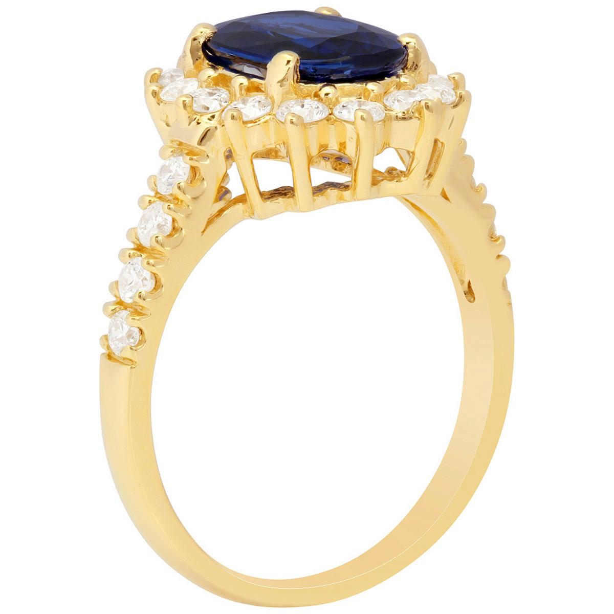 14k Yellow Gold 2.01ct Sapphire 0.82ct Diamond Ring