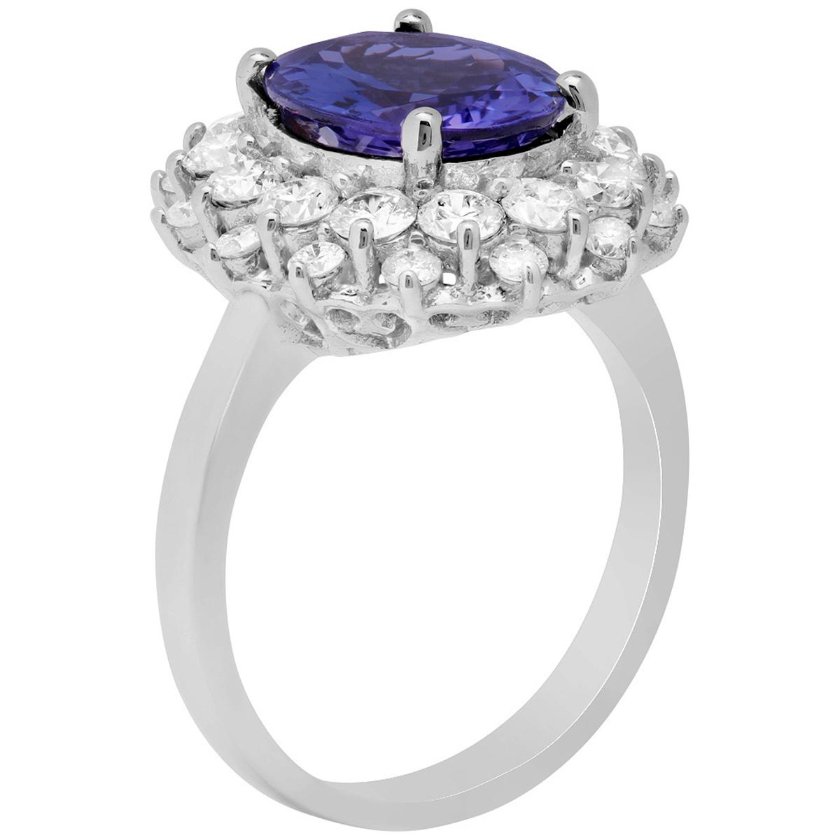 14k White Gold 3.29ct Tanzanite 1.61ct Diamond Ring