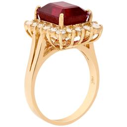 14k Yellow Gold 7.81ct Ruby 0.91ct Diamond Ring