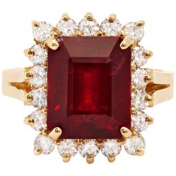 14k Yellow Gold 7.81ct Ruby 0.91ct Diamond Ring