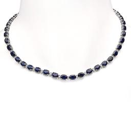 14K Gold 42.93ct Sapphire 1.72ct Diamond Necklace