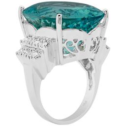 14k White Gold 29.82ct Aquamarine 0.56ct Diamond Ring