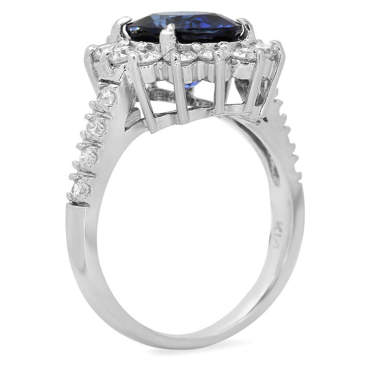 14K White Gold 2.69ct Sapphire and 1.13ct Diamond Ring