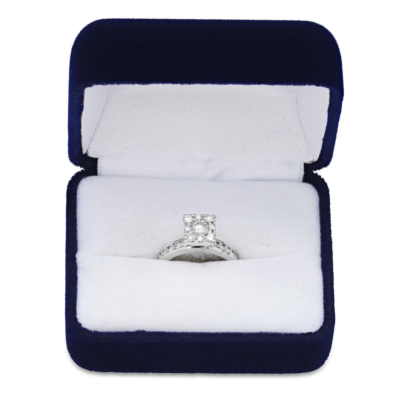 14K White Gold Setting with 0.35ct Center Diamond and 1.01tcw Diamond Ladies Ring