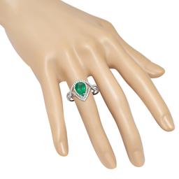 14K White Gold Setting with 2.50ct Emerald and 1.19ct Diamond Ladies Ring