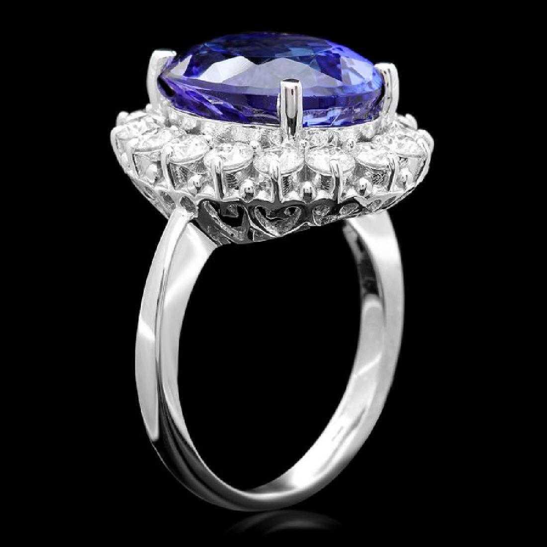 14K White Gold 9.39ct Tanzanite and 1.49ct Diamond Ring