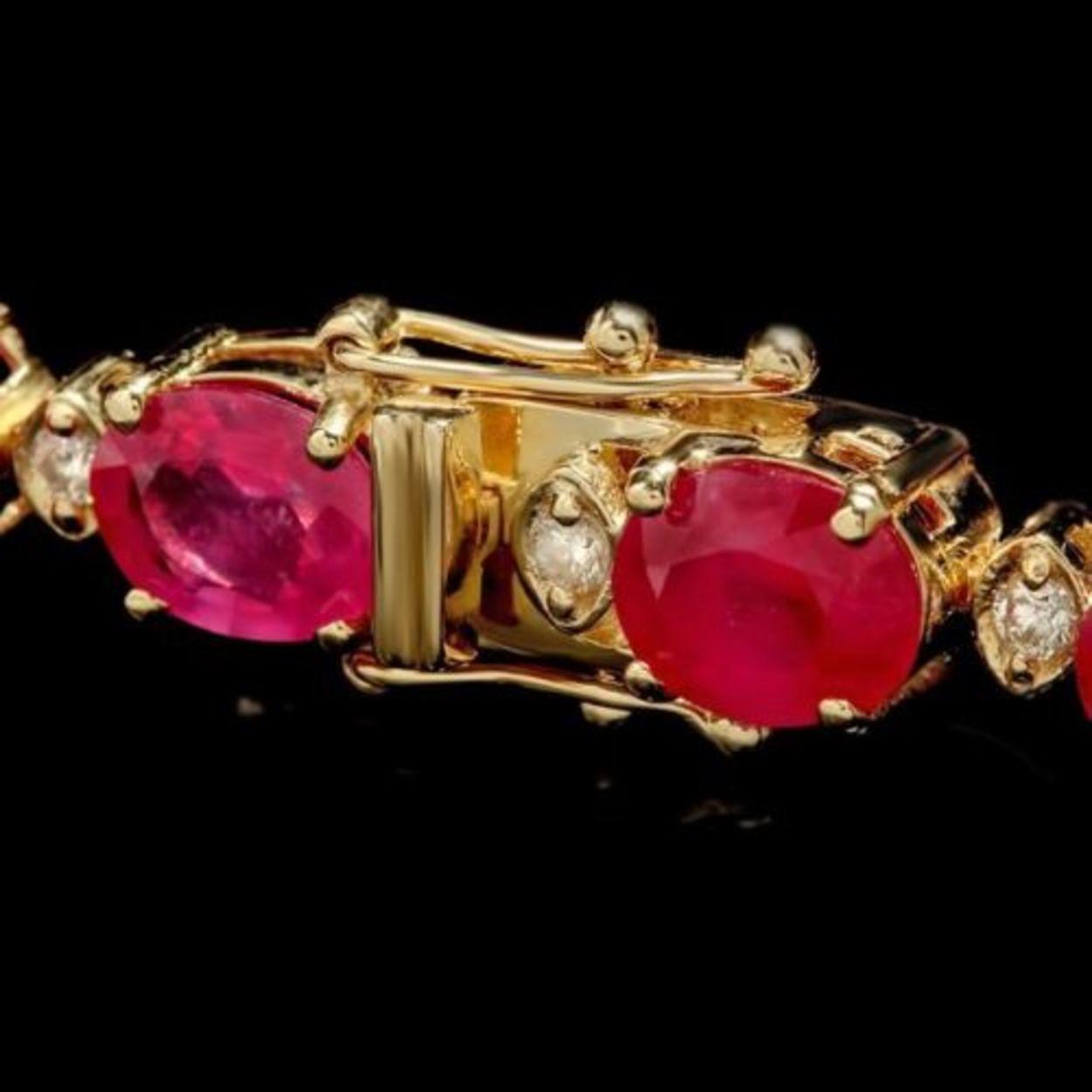 14k Gold 35.17ct Ruby 1.12ct Diamond Bracelet